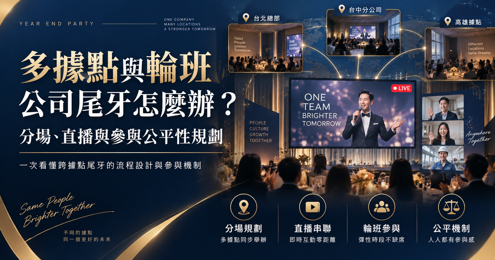 多據點與輪班公司尾牙怎麼辦？分場、直播與參與公平性規劃